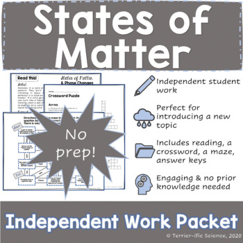 Preview of States of Matter Independent Work Packet