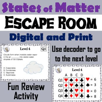Preview of States of Matter Activity: Breakout Escape Room Science Game: Solid, Liquid, Gas