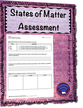 Preview of States of Matter Assessment