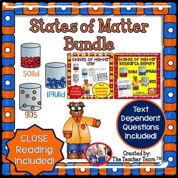 Preview of States of Matter Unit | Passages & Questions | Research Report Bundle