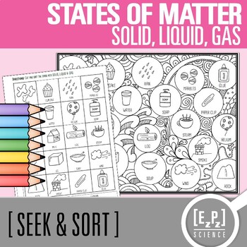 Preview of States of Matter Card Sort Activity | Seek and Sort Science Doodle