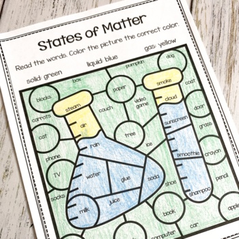 States of Matter Color by Code by The Tahoe Teacher | TPT