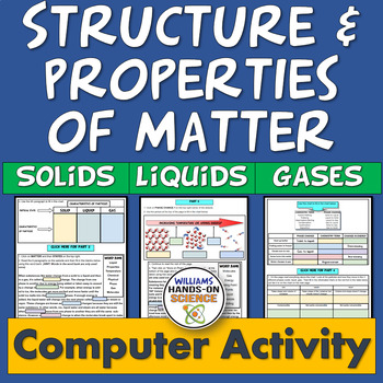 Preview of States of Matter Worksheets Solids Liquids Gases Digital or Print NGSS MS-PS1