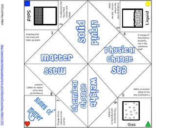 Preview of States of Matter Cootie Catcher