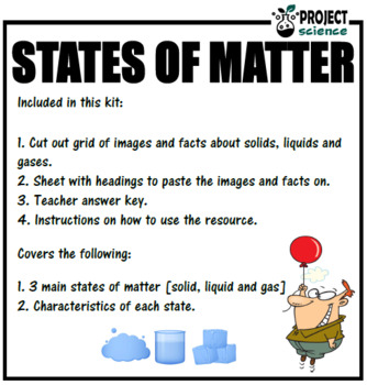 States of Matter Cut and Paste Activity by PROJECT science