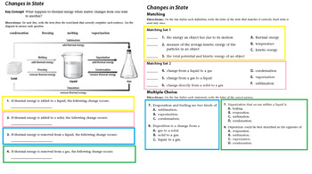 Preview of States of Matter Differentiated worksheet