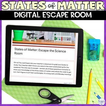 Preview of States of Matter Digital Escape Room Activity