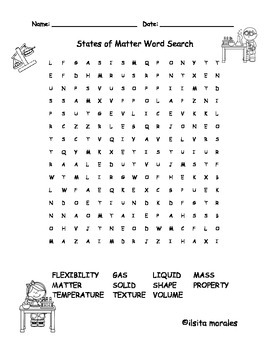states of matter word search teaching resources tpt