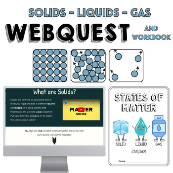 Preview of States of Matter Interactive Webquest + Workbook