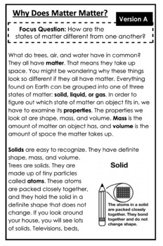 Preview of States of Matter Leveled Text Set Booklets