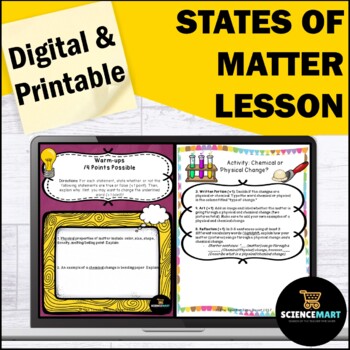 Preview of States of Matter Notes, Activity and Slides Guided Reading Digital Lesson