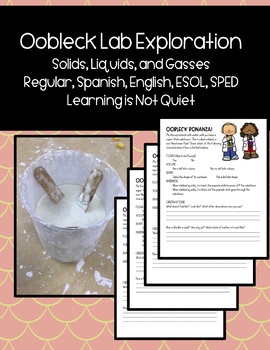 Preview of States of Matter / Oobleck Lab (Cornstarch and Water) (English, Spanish, SPED)