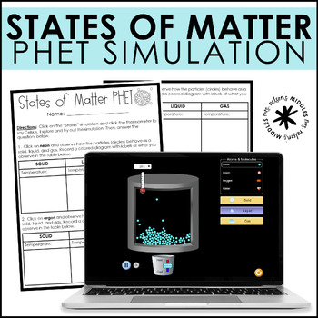 Preview of States of Matter PHET Lab Worksheet MSPS1-4