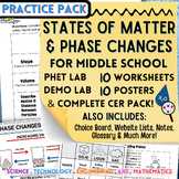 States of Matter Phase Change Bundle Middle School Workshe