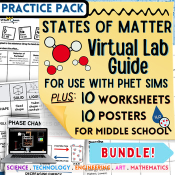 Preview of States of Matter Phase Change PhET Sims Worksheets Posters for Middle School UDL