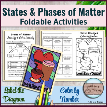 Preview of States of Matter & Phase Changes Foldable Color by Number Activity