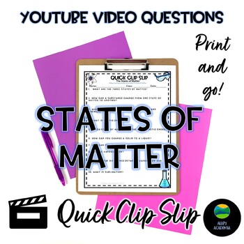 Preview of States of Matter Quick Clip Slip