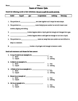 States Of Matter Quiz By Reading Is Totally Awesome TPT   Original 1889706 1 