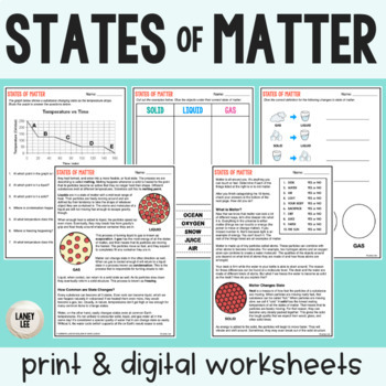 Preview of States of Matter - Reading Comprehension Worksheets