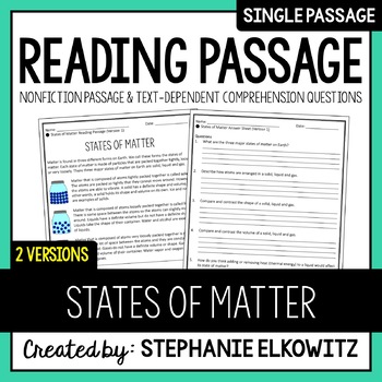 Preview of States of Matter Reading Passage | Printable & Digital