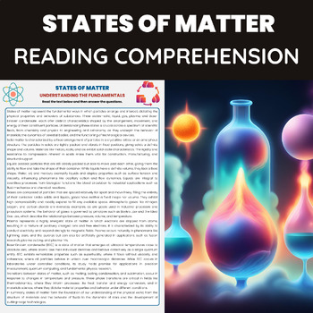 Preview of States of Matter Reading Comprehension Passage for Physics Basic Principles