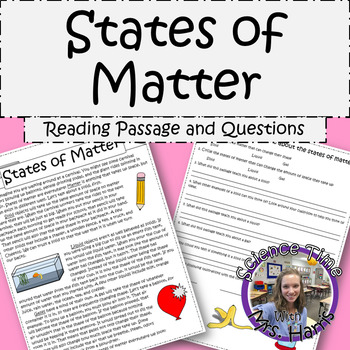 Preview of States of Matter Reading Passage with Questions