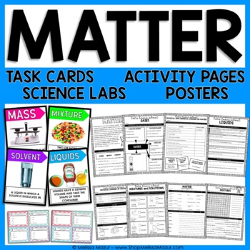 Preview of States of Matter Unit, Solids, Liquids, Gases, Mixtures and Solutions, Density