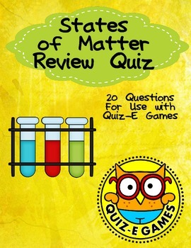 Preview of States of Matter Review for Third Grade Science for Use in Quiz-E Games