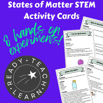 Preview of States of Matter STEM Activity Cards: 8 hands on experiments!