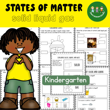 Preview of States of Matter Science Activities Solid Liquid Gas Kindergarten Worksheets
