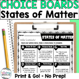 States of Matter Science Menus - Choice Boards and Activit