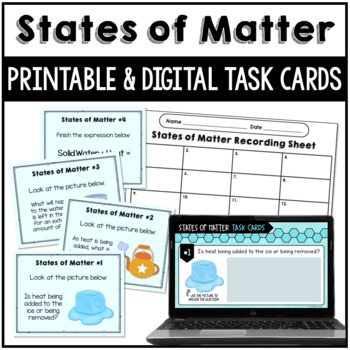 Preview of States of Matter Printable and Digital Task Cards