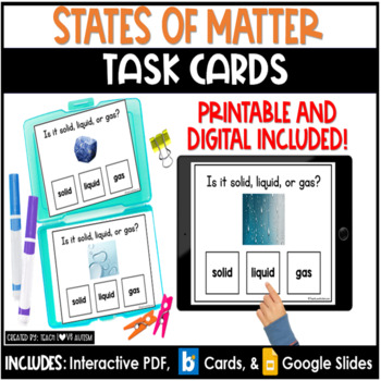 Preview of States of Matter | Science Task Cards | Solids , Liquids ,  Gas