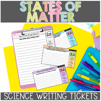 Preview of Changes in States of Matter, Solids Liquids Gases Science Writing Prompts