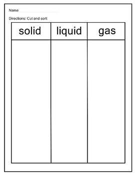 States of Matter Sight Word Book, Sorting Activity, & Questions | TPT