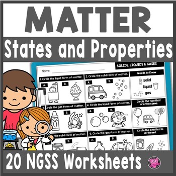 Preview of States of Matter Worksheets - Solids Liquids Gases 1st Grade Matter Activities