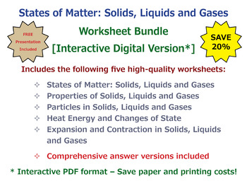 Preview of States of Matter: Solids, Liquids and Gases [Interactive Worksheet Bundle]