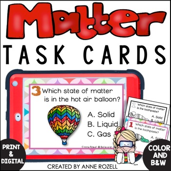 Preview of States of Matter Solids Liquids Gas Task Cards