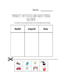 Preview of States of Matter Sort Activity
