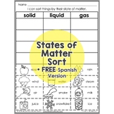 States of Matter Sort Interactive Worksheet Activity + FRE