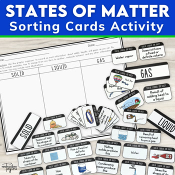 Preview of Solid Liquid Gas Worksheet - States of Matter Sort Cards & Anchor Chart Template