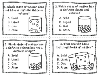 States of Matter Task Cards: Solids, Liquids, Gas *Bonus Sorting Activity*