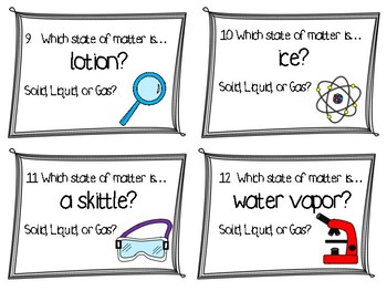 Preview of States of Matter Task Cards or Scoot Review for Solid, Liquid, and Gas