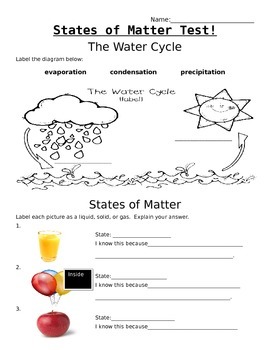 Preview of States of Matter - Test