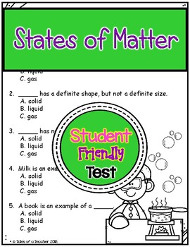 Preview of States of Matter Test