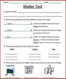 States of Matter Tests and Study Guide