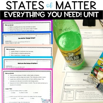 Preview of States of Matter Unit with Worksheets, Activities, Experiments, Projects