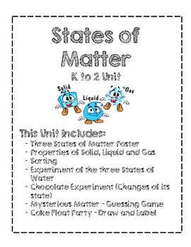 Preview of States of Matter Unit (Matter Properties/Solid/Liquid/Gas/Science)