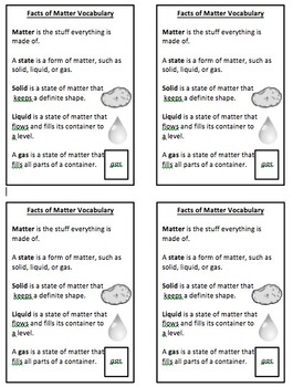 Preview of States of Matter Vocabulary