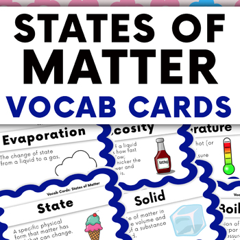 Preview of States of Matter Vocabulary Cards
